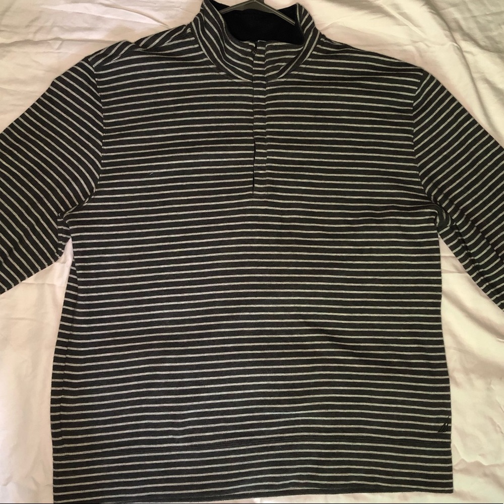 Striped Zipper Neck Sweater/Shirt